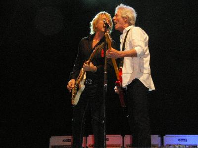 Rick and Andy share a tender moment at the Clipsal 500 gig (photo by Lee Hawkins, please do not reproduce without permission)