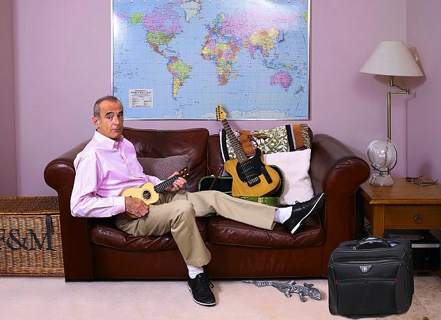 Francis relaxing in his music room
